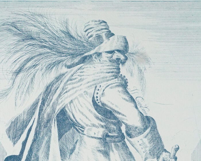 Il Capitano Pecsenke Commedia Dell'Arte etching akwaforta